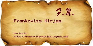 Frankovits Mirjam névjegykártya